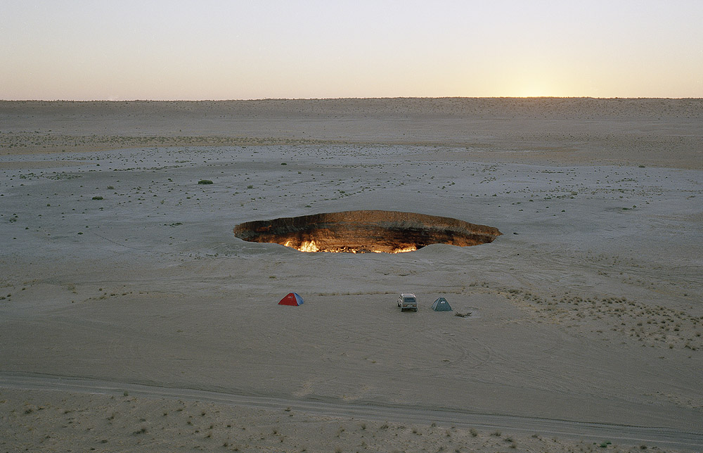 Flaming Gas Crater in Darvaza Turkmenistan